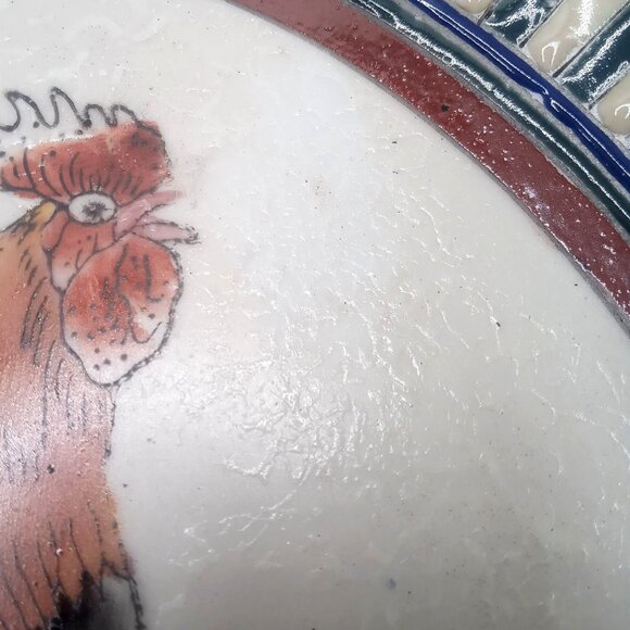Vintage Ellas Rooster Decorative Plate 10" Diameter Hand-Painted Ceramic - Picture 7 of 12